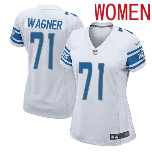 Women Detroit Lions #71 Ricky Wagner Nike White Game Player NFL Jersey->women nfl jersey->Women Jersey